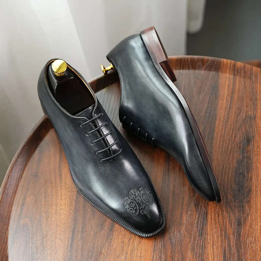 Italian Mens Dress Genuine Cow Leather Handmade Brand Quality New Elegant Wedding Social Business Oxfords Shoes Man