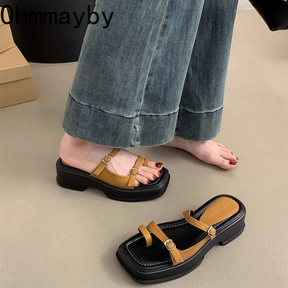 2024 Summer Platform Women Slipper Fashion Clip Toe Slip On Wedges Heel Slides Ladies Elegant Beach Sandal Shoes 36b77