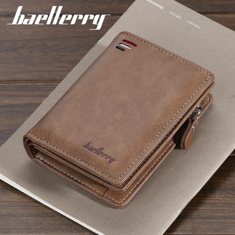 Designer Men's High Quality Wallet Short Baellery European and American Vintage Multi Card Multi functional Clip Zipper Ticket Clip Wholesale