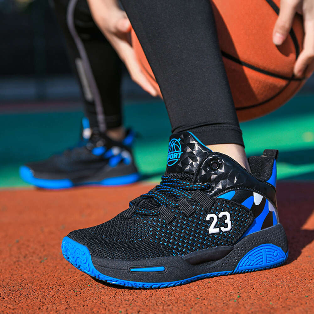 New Fashion Boys Mesh Breathable Cushioning Kids Casual Sneakers Non-slip Outdoor Basketball Shoes