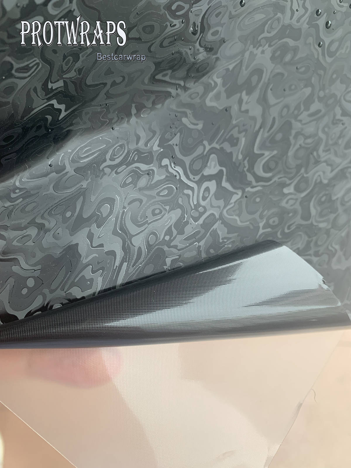 New PET HD Black Ghost Carbon Vinyl Car Wrap Covering Film Sticker With Air Release Like 3M Quality Initial Low Tack Glue 1.52x18m 5x59ft