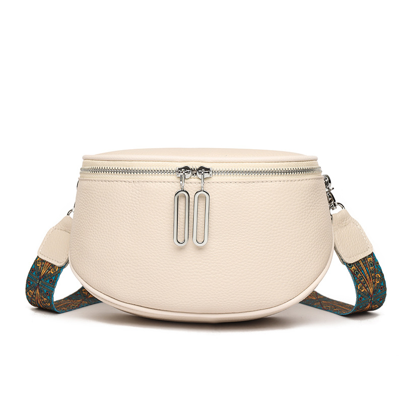 Fashion designer's most advanced women's cowhide bag simple wide shoulder strap high-end and versatile women's single shoulder bag cros