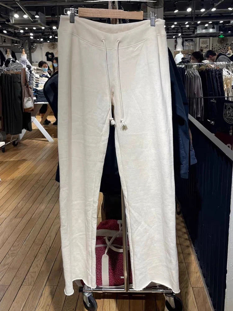Retro Solid Drawstring Wide Leg Pants Women Spring Gray Casual High Waist Joggers Sweatpants Femme Y2k Streetwear Loose Trousers 240530