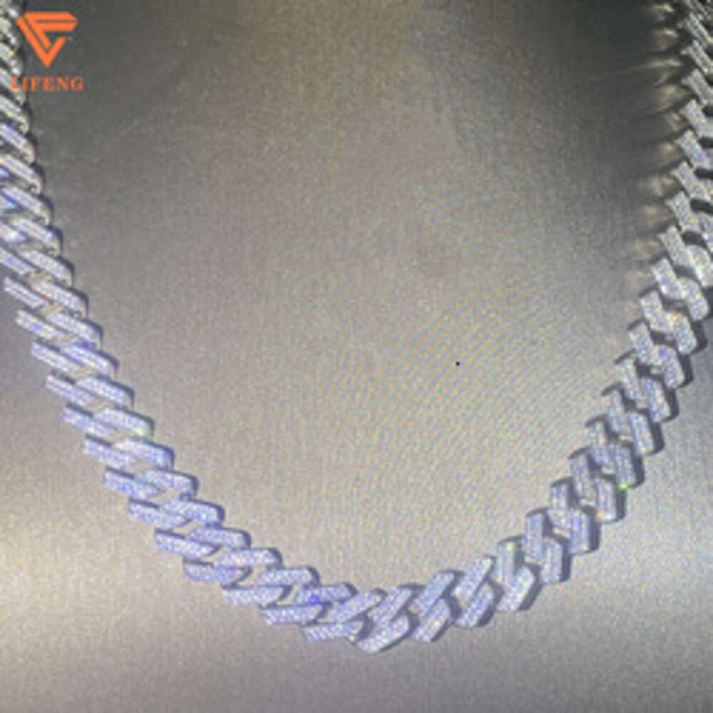 Lifeng Fashion Jewelry Factory Moissanite Cuban Link Chain 925 Sterling Silver Ice Custom Hip Hop Necklace for Men
