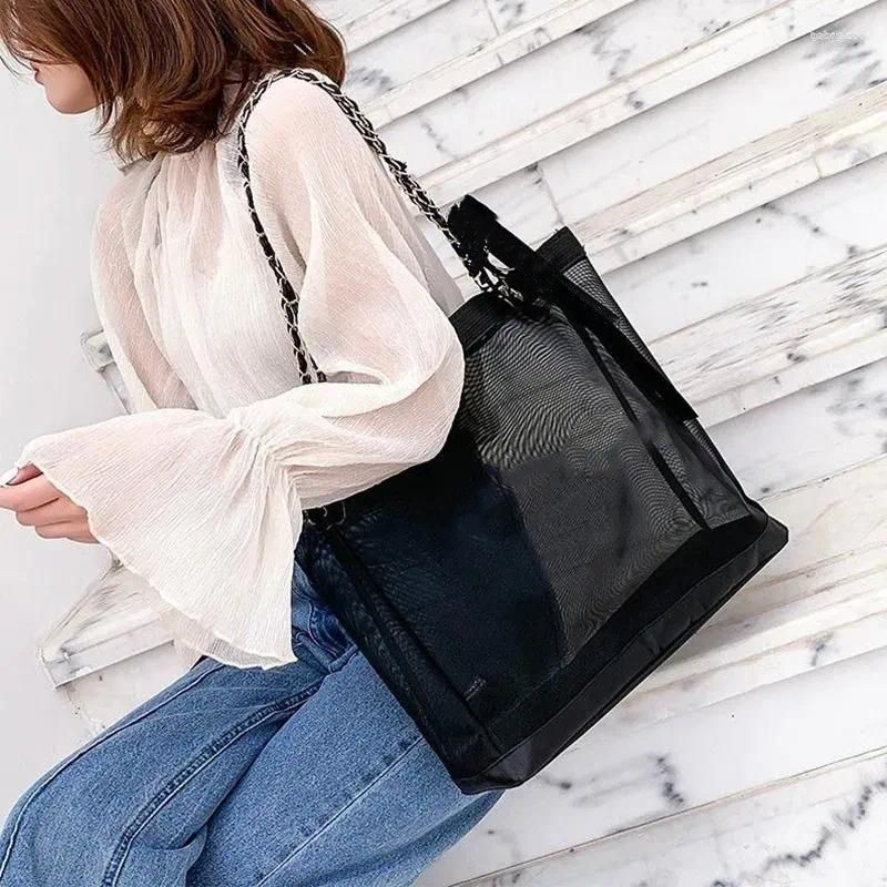 Storage Bags Luxury Design Mesh Bag Transparent Beach Tote Big Summer Shopping Famous Designer Capacity Shoulder Hand BagsStorage