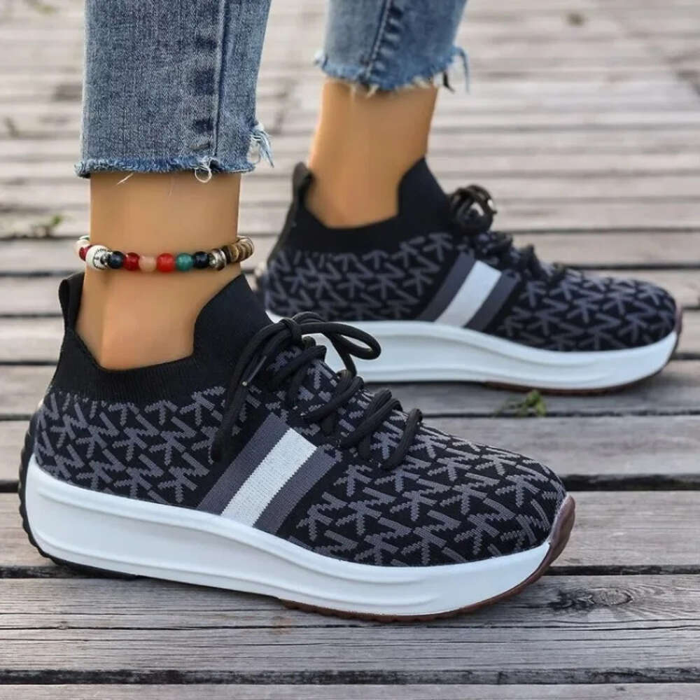2024 Platform Spring Summer Women Vulcanized Shoes Casual Running Sneakers Lace-Up Wedges Breathable Sports Shoe 4eec5