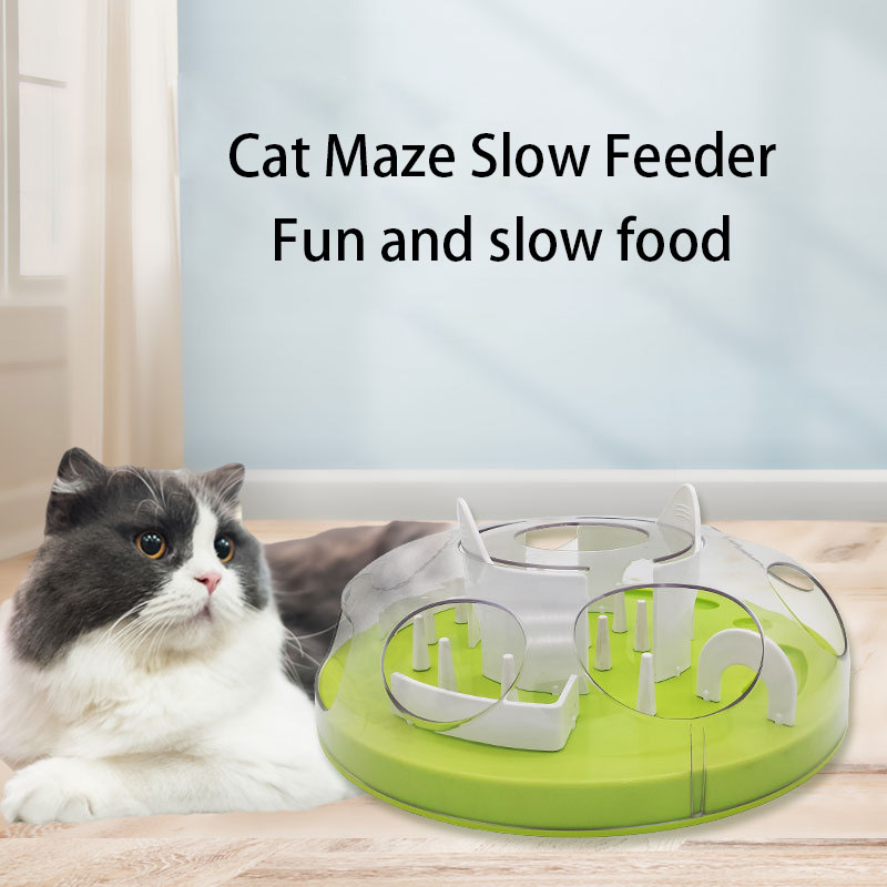 Pet Cat Toy Anti-Choking Maze Training Puzzle Slow Food Bowl Toy