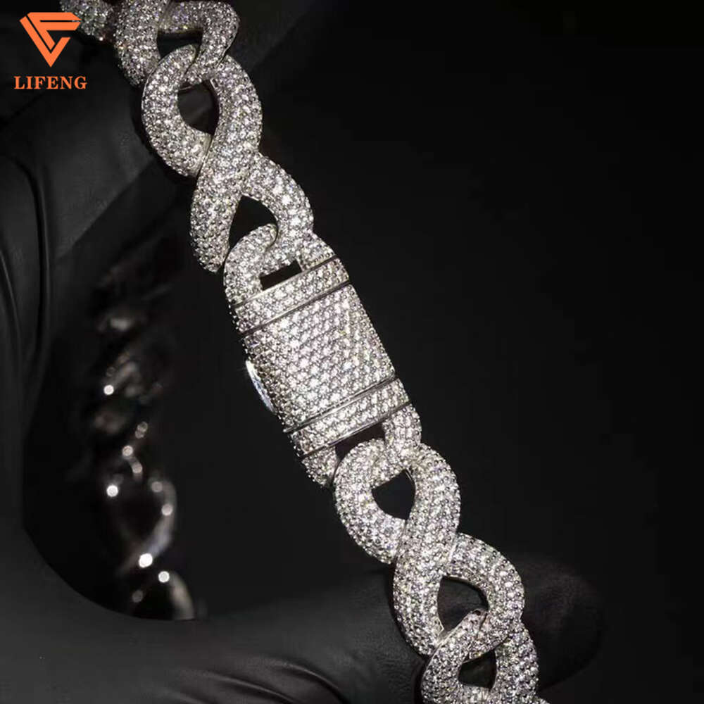 New Arrival Fashion Jewelry Popular White Gold Plated S925 Iced Out 18mm Vvs Moissanite Hip Hop Initial Cuban Chain Men Necklace