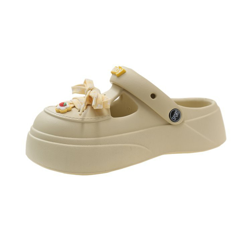 New slip Anti Summer 2024 Cartoon Tall Matsu Cake Baotou Beach Cool Slippers Wearing Thick Sole Hole Shoes for Women Free Shipping Lhshoe