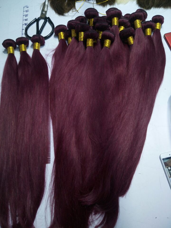 2024 New arrival Big Promotion 4 bundles lot colorful burgundy straight malaysian hair extensions 99j red wine straight human hair weave good deals fr