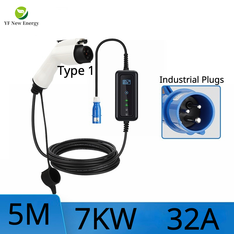 J1772 type1 ev electric car battery charge 7KW 5M/32A with industrial plug for all electric car vehicle in charging station