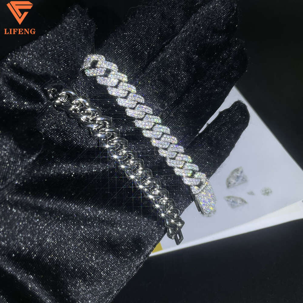 10mm Hip Hop Necklace for Pendant White 925 Sterling Silver Iced Out Vvs Moissanite Diamond Cuban Link Chain Men Women