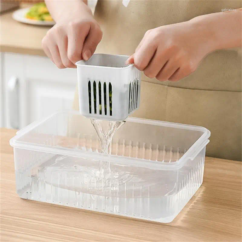 Storage Bottles Refrigerator Drain Fresh-Keeping Box Six Grids Kitchen Organizer Vegetable Fruit Preparation Ginger Garlic Onion