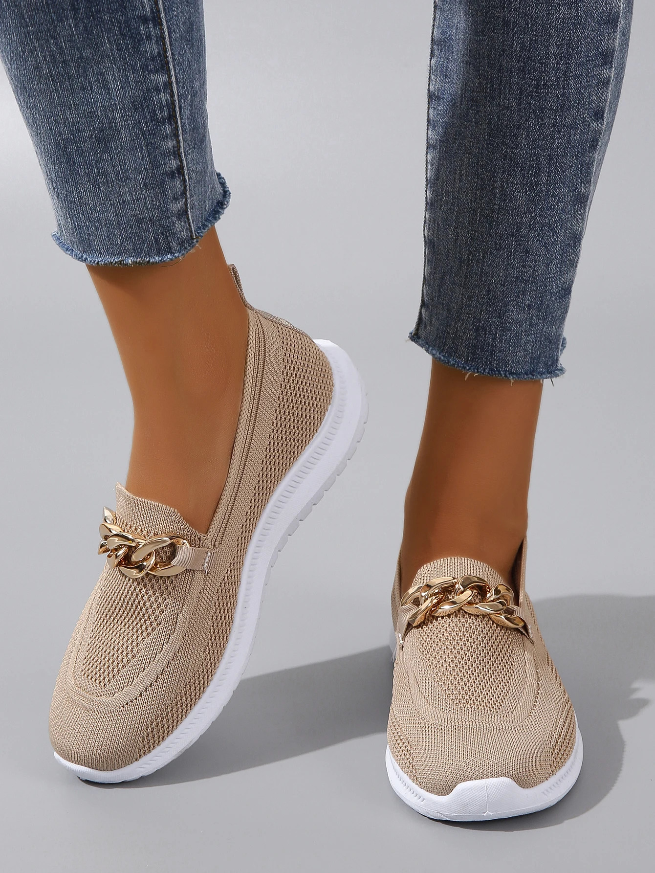 Ladies' Mesh Slip-On Sneakers: Breathable, Elastic, for Casual Autumn Wear