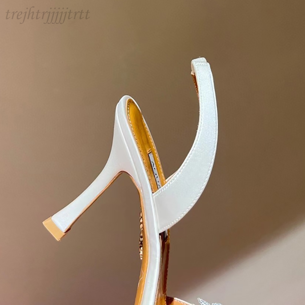 Back Strap stiletto sandals evening shoes Crystal petal decoration pumps women open toe dress shoe Luxury designer high heels factory footwear 35-43 w