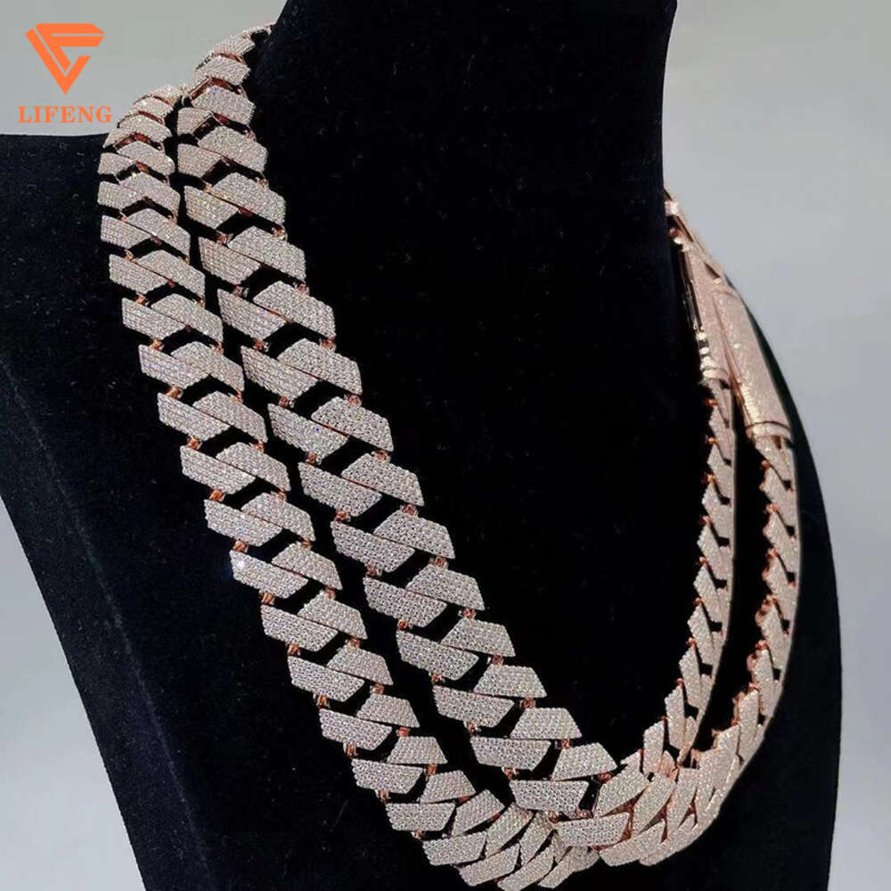 Lifeng Jewelry Customized 15mm k Chain Passed Dia Tester Full Iced Out Vvs Moissanite Cuban Chian