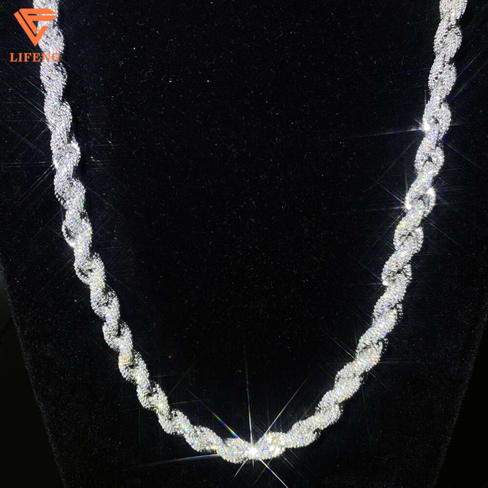 New Arrival Fashion Jewelry Popular White Gold Plated S925 Iced Out 8mm Vvs Moissanite Hip Hop Rope Chain Necklace for Men