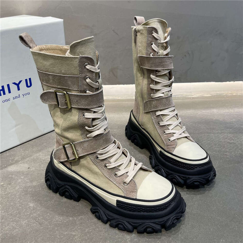 Short Women's Nubuck Non-Slip 2024 Autumn Thick Bottom Motorcycle Boots 4