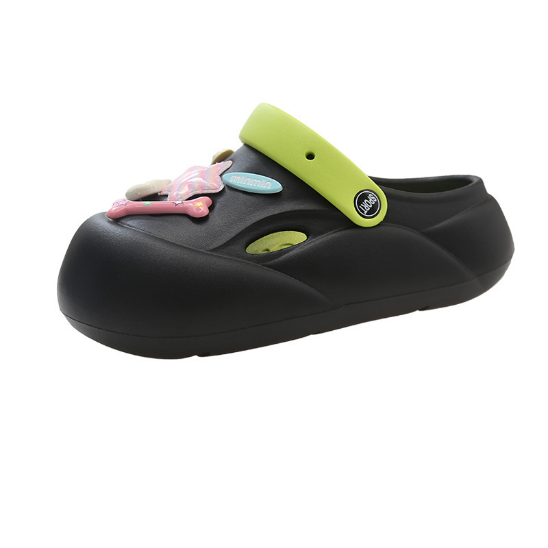 Style 2024 Fashion Summer New Soft Thick Sole Anti slip Elevated Hole Shoes Versatile for External Wear Cute Toe Slippers Free of Shipping Lhshoe