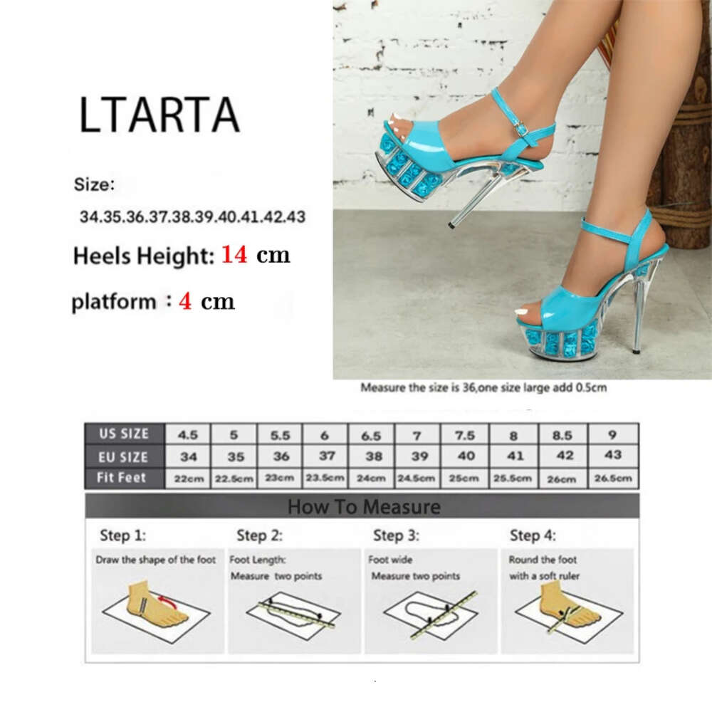 Women's Shoes Nightclub Sexy Lacquer Fish Mouth Fashion Slippers Flower Crystal Slim 330 Series 14Cm Heel 4Cm Platform LFD