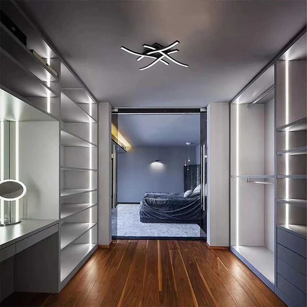 Pendant Lamps Modern LED Ceiling Light Creative Cross Wave Line Lamp For Restaurant Living Room Bedroom Entrance Hallway Illumination Fixtures