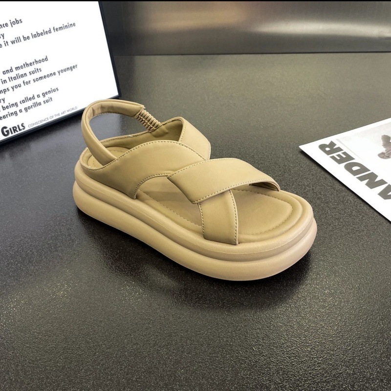 Open toed thick soled cross strap sandals women in summer 2024 sponge cake bottom sand sports beach Roman shoes for women's trend
