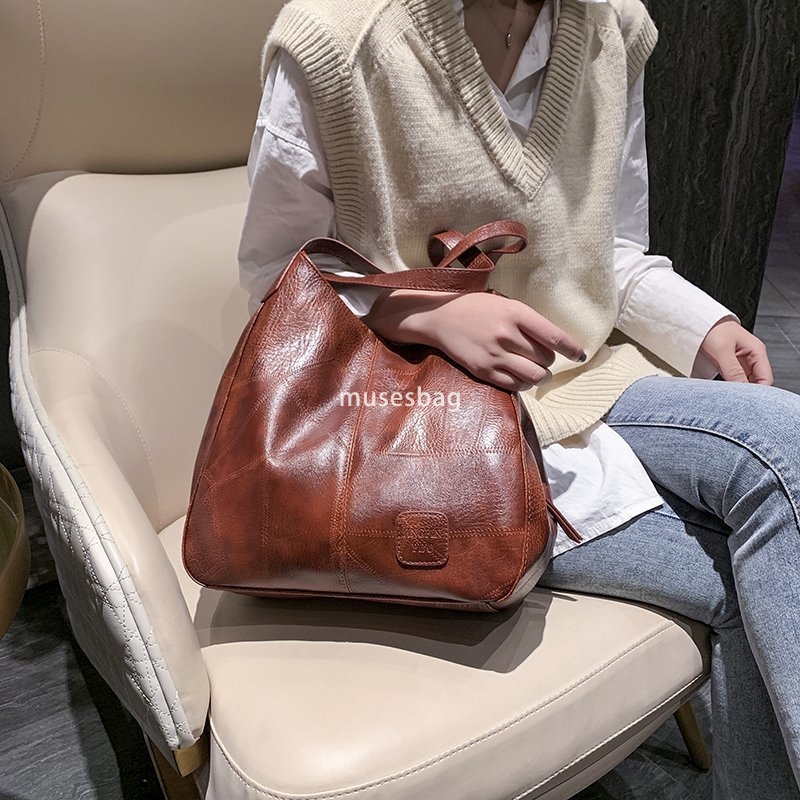 Women's New Trendy Soft Leather Shoulder Bag Large Capacity Versatile Fashion Crossbody Bag Korean Edition Women's Handbag