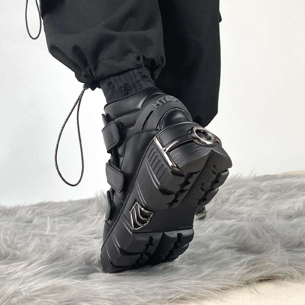 Retro Rock Boots Both Men And 2023 New Dark Punk Leather Metal Niche Low Top Platform Shoes For Women