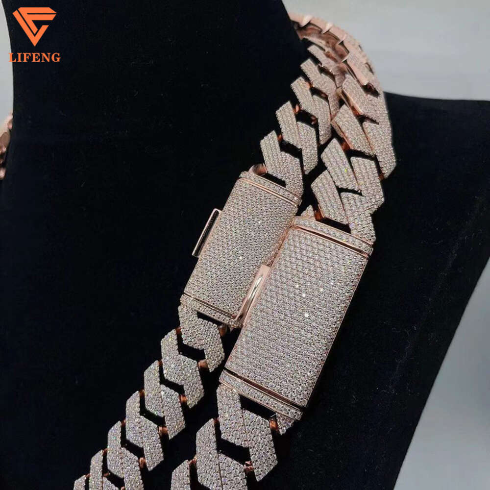 Lifeng Jewelry Customized 15mm k Chain Passed Dia Tester Full Iced Out Vvs Moissanite Cuban Chian