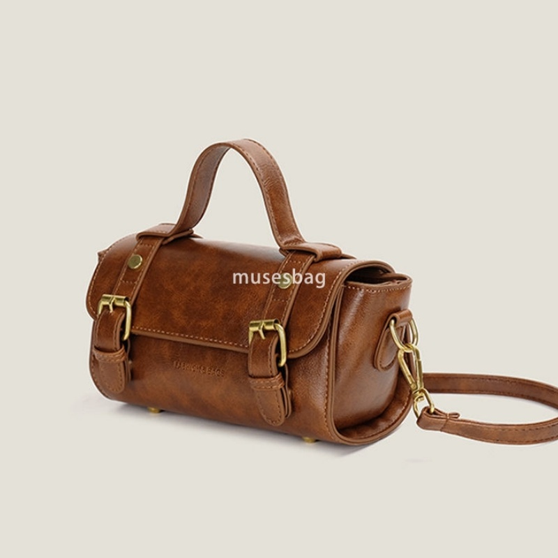 Fashionable retro cylindrical bag for women's new trendy and trendy style niche high-end texture versatile single shoulder crossbody Cambridge ba