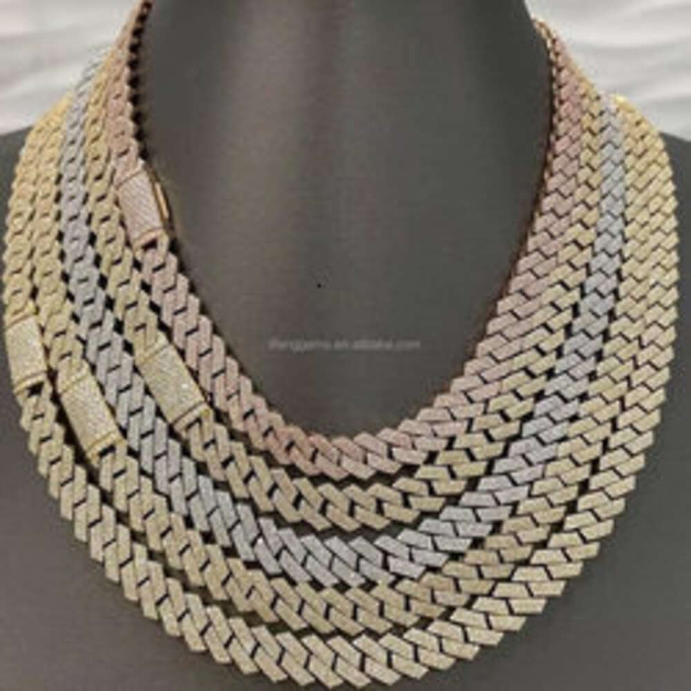 Lifeng Jewelry Accept Customized Hip Hop Bling Vvs Moissanite Cuban Chain Necklace Iced Out Diamond Cuban Chain