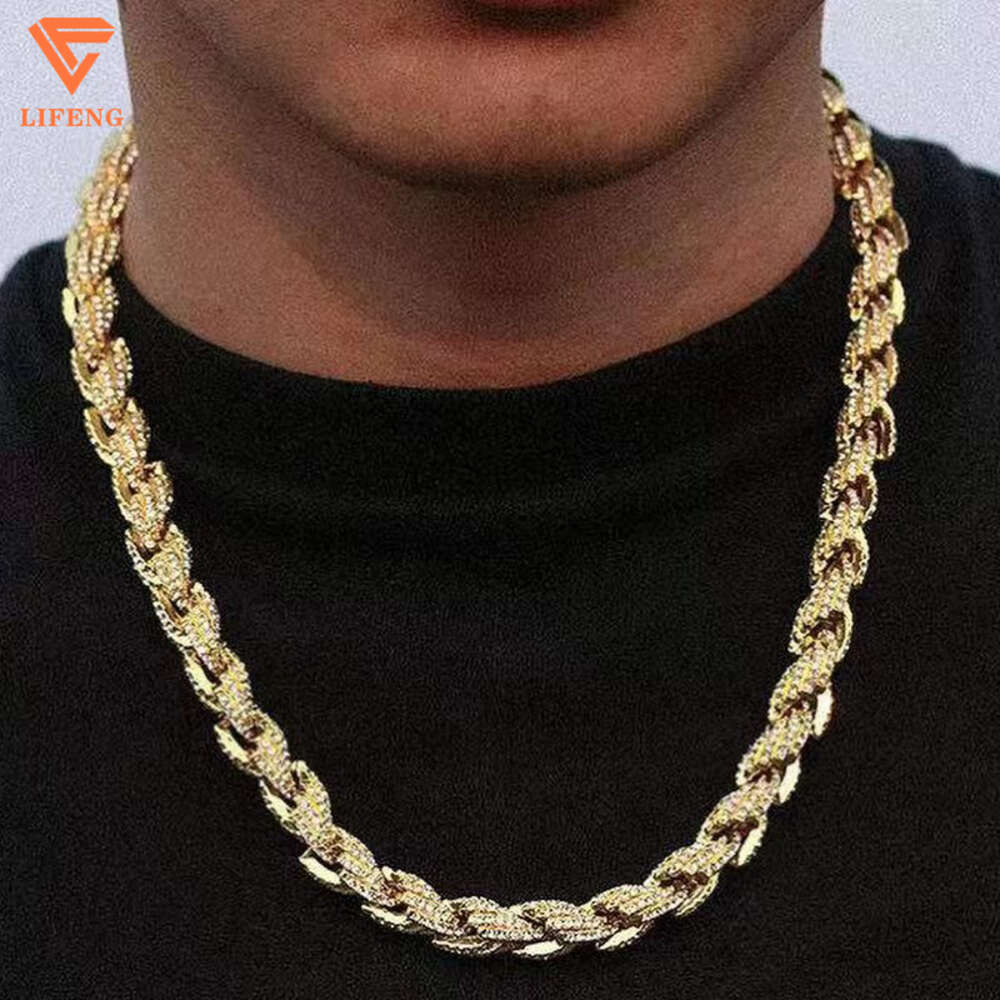2023 New Arrival Fashion Jewelry Popular S925 High Quality Hand Setting Iced Out Vvs Moissanite Hiphop Rope Chain Mens Necklace