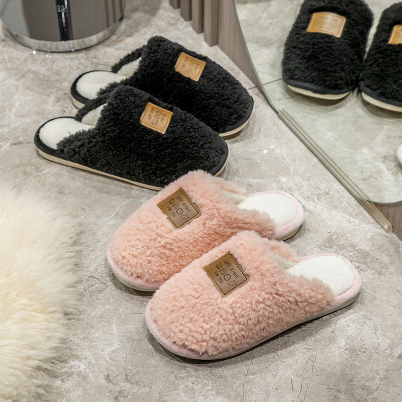 Slides Men Women Slippers Ladies Wool Winter Fur Fluffy Furry Non-Slip Sandals Fashion Fuzzy Flip Flop Slipper