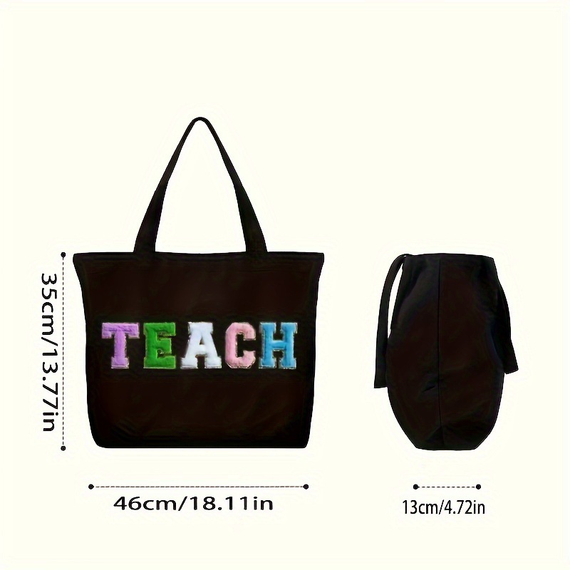 High quality women's popular canvas tote towel embroidered letter handbag with large capacity portable storage bag in stock wholesale