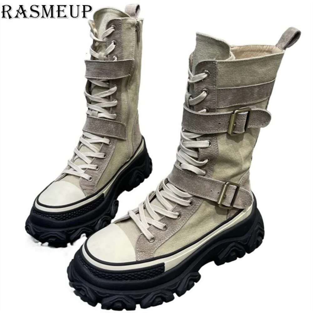 Short Women's Nubuck Non-Slip 2024 Autumn Thick Bottom Motorcycle Boots 4