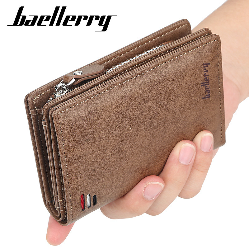 Designer Men's High Quality Wallet Short Baellery European and American Vintage Multi Card Multi functional Clip Zipper Ticket Clip Wholesale