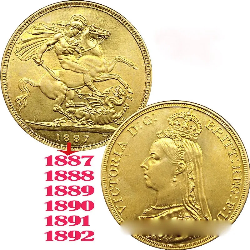 1887-1900 Victoria Sovereign Coins 14PCS/Set 38mm Small Gold Souvenir Coin Collectible Commemorative Coin