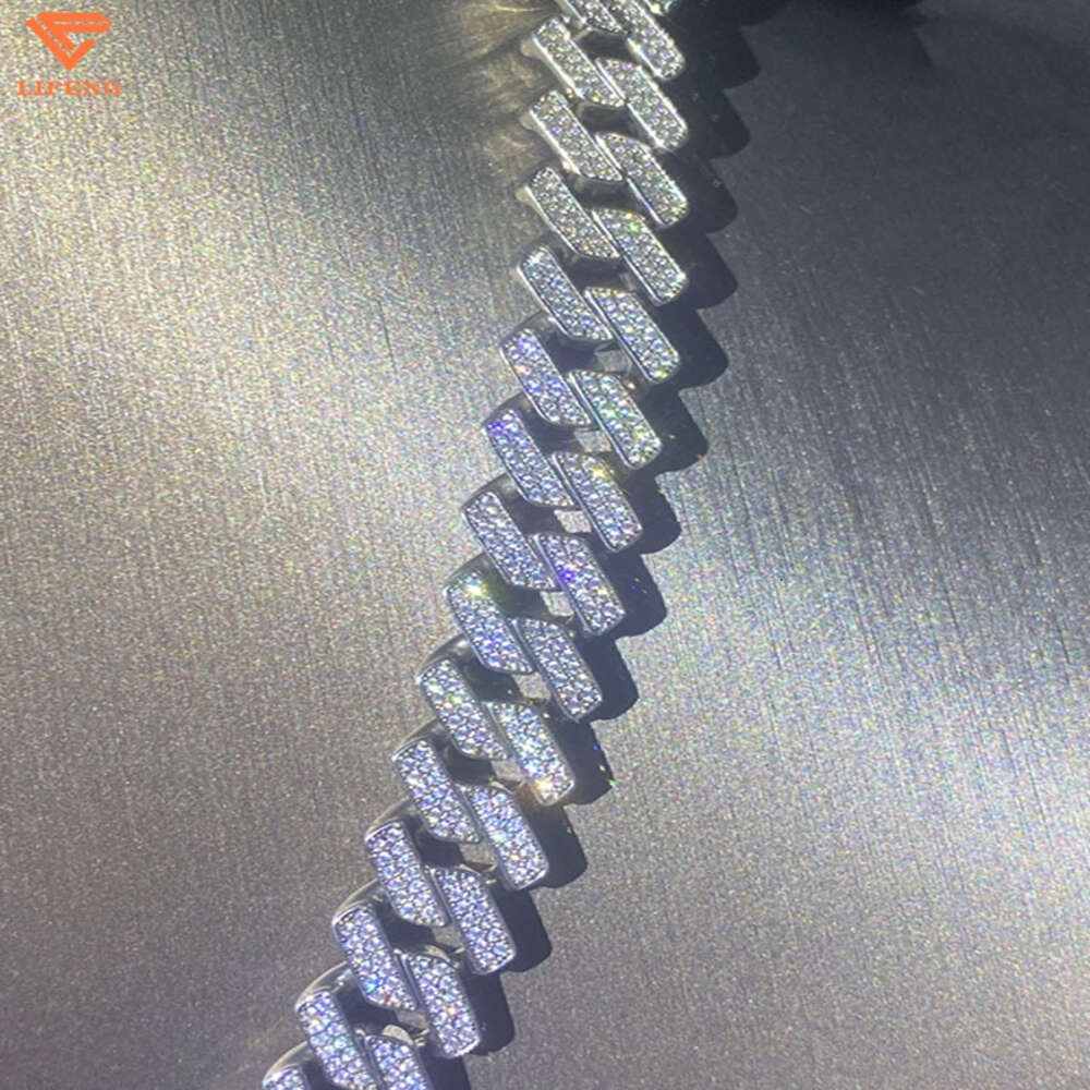 Lifeng Fashion Jewelry Factory Moissanite Cuban Link Chain 925 Sterling Silver Ice Custom Hip Hop Necklace for Men
