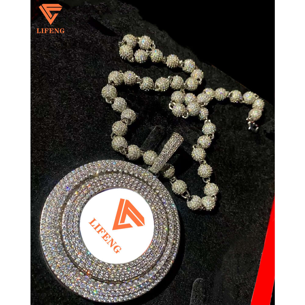 Hip Hop Jewelry Iced Out 925 Sterling Silver Full Moissanite Necklace Bling Round Diamond Ball Chain