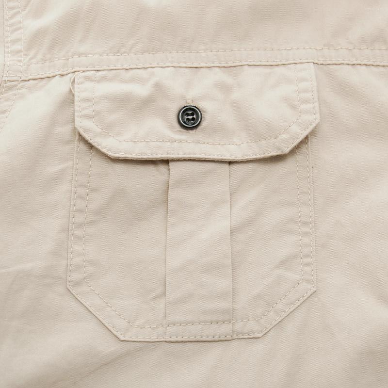 Men's Casual Shirts Summer Fashion Men Short Sleeve Solid Color Safari Shirt Cargo Work Cotton Pocket Male Plain Tops