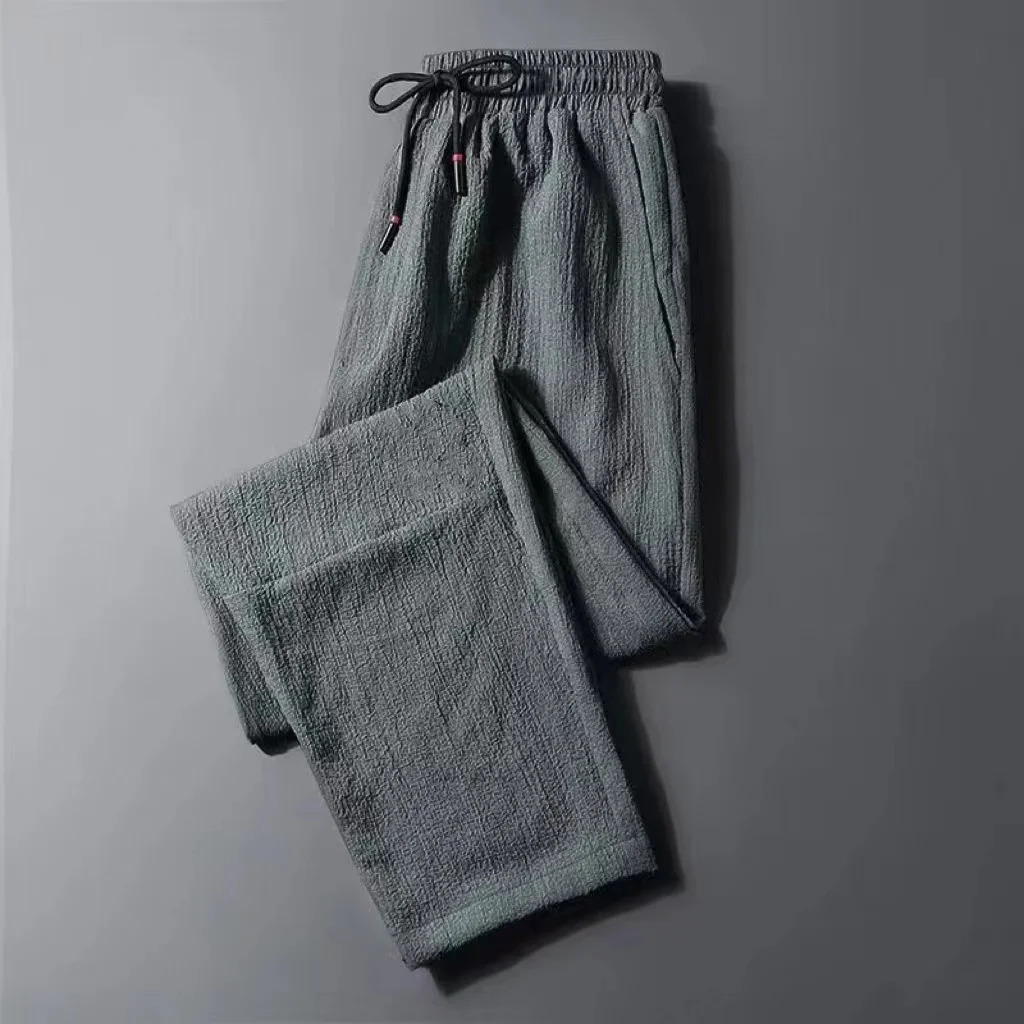 Spring/Summer/Autumn Ultra thin Linen Casual Pants for Mens Straight Loose Large Size Sports Pants Cool and Comfortable 5XL 240530