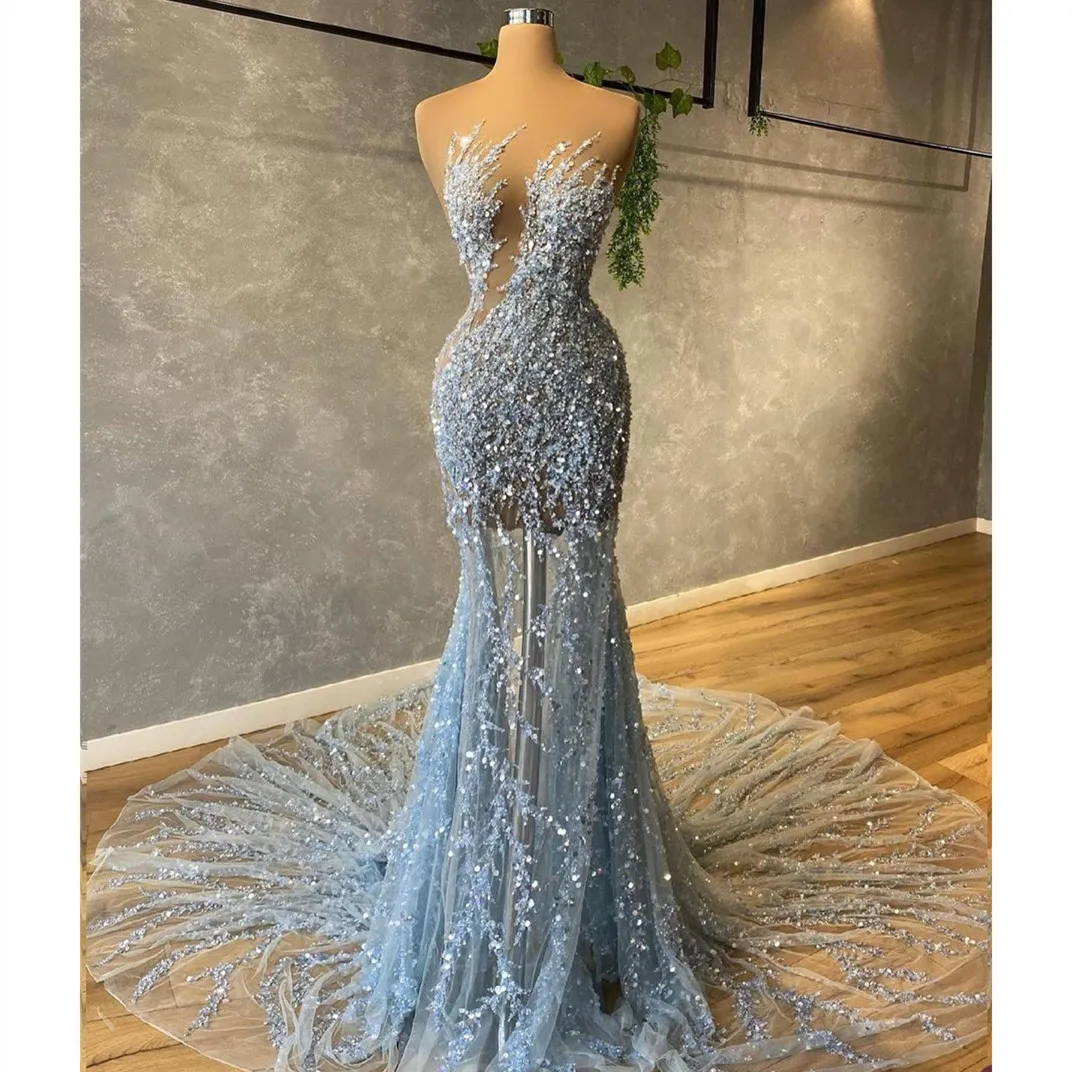 Sleeveless V-Neck Mermaid Prom Dresses With Appliques, Sequins, And Lace For Plus Size Women 0704