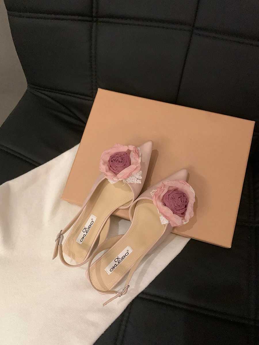 wer Elegant Women New Designer Satin Mule Shoes Summer Pointed Toe Pumps Low Heel wers Sgback Sandals Fema