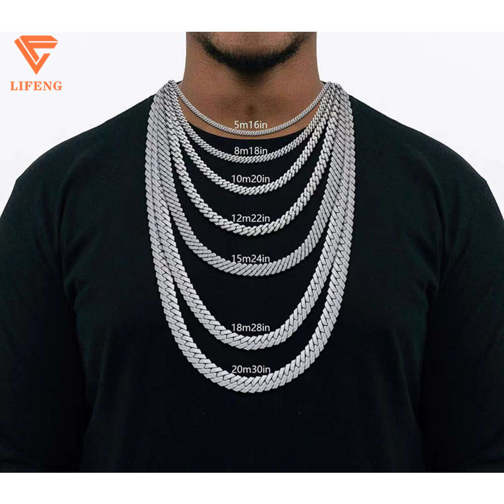 High Quality Fashion Sier Shinny Refined Moissanite Inlaid Bg Rapper Jewelry Hinge Necklace