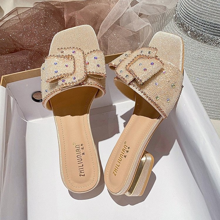 Women Slipper Ladies Slippers Fashion Flip Flops Rhinestone Embed