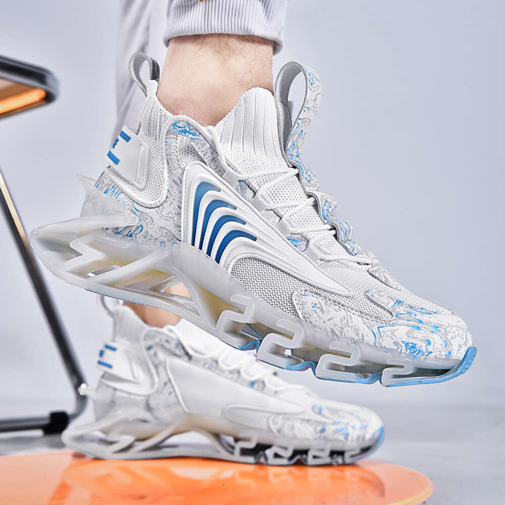 High quality new sports shock absorption mesh breathable blade luminous men's running shoes