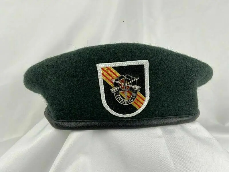 VIETNAM WAR US ARMY 5TH SPECIAL FORCES GROUP Blackish GREEN BERET MILITARY HAT WOOLEN CAP Military REPRO 240603bj
