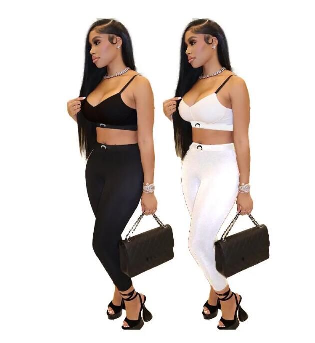 Women's 2-Piece Moon Print Tank Top & Pant Set: Sexy Bodycon Tracksuit Set For