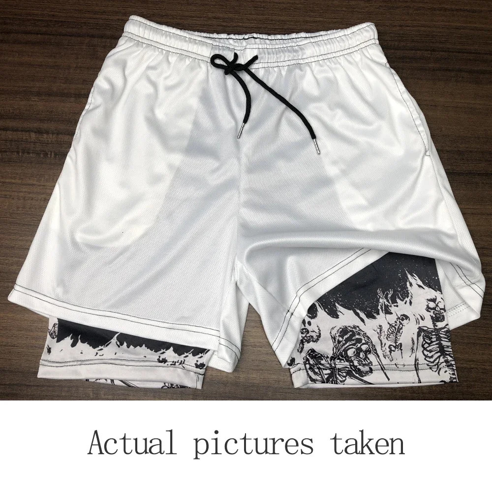 Berserk Anime Gym Shorts Men Fitness Sacrifice Print Y2K Performance 2 in 1 Quick Dry Athletics Short Pants Summer Male 240601