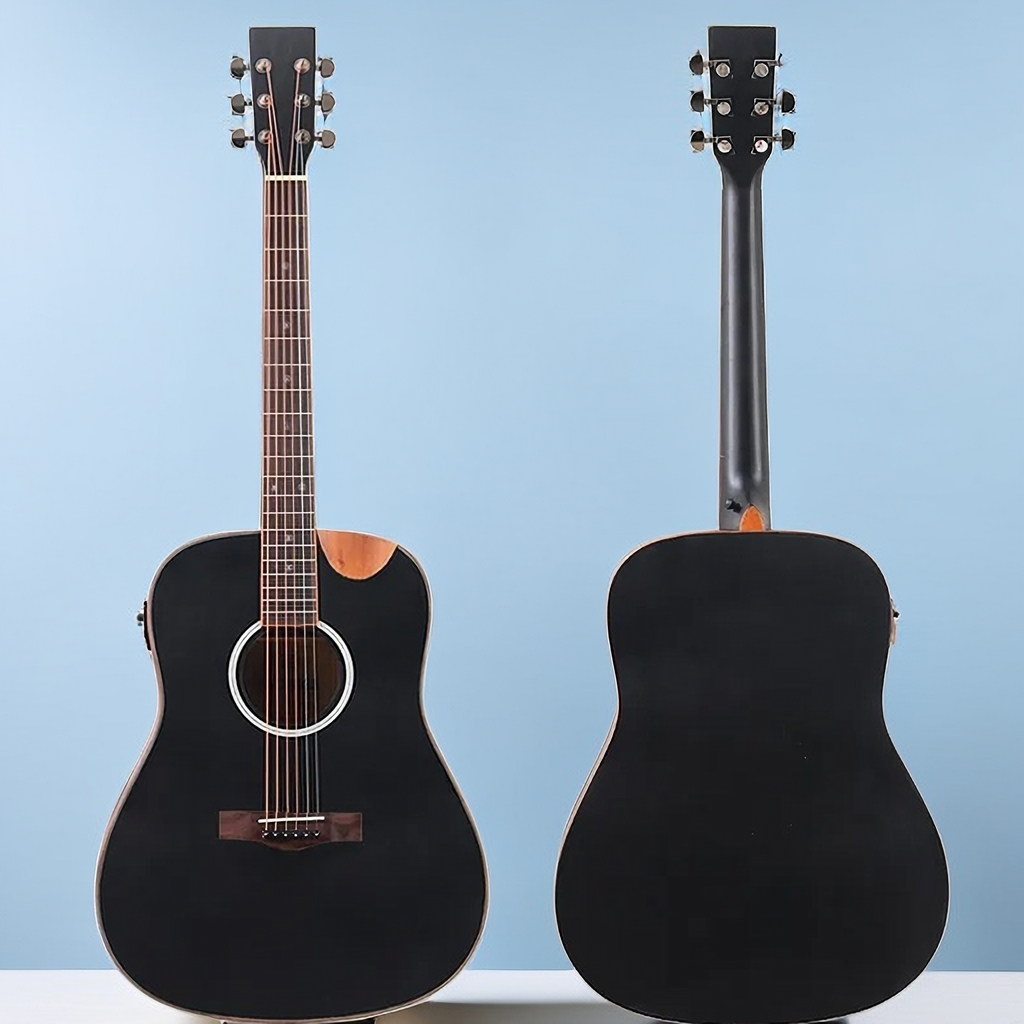 Electric Acoustic Guitar 6 Strings 41 Inch Cutaway Design Good Handicraft Folk Guitar Black Color & Natural color
